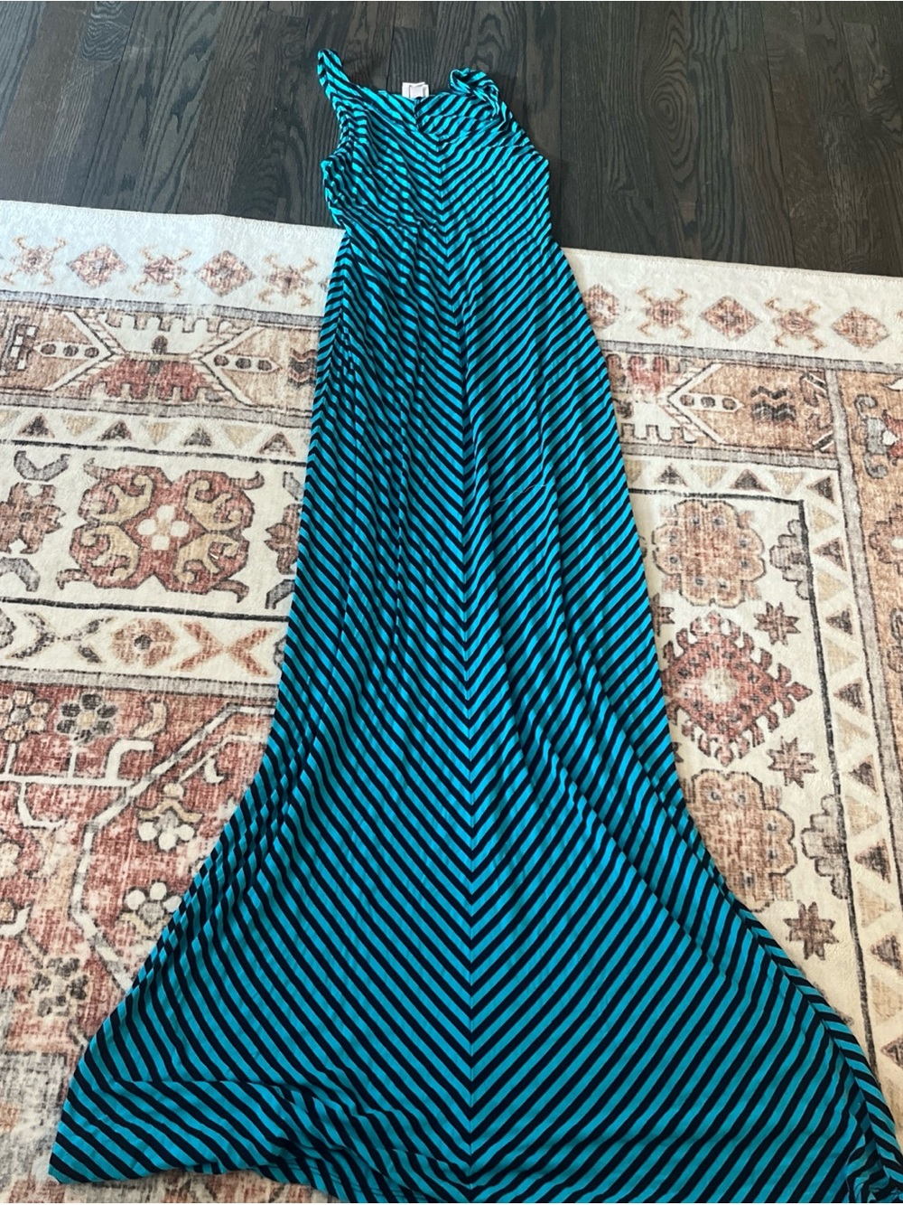 Women's Merona Navy/Turquoise Chevron Dress, Size Xs